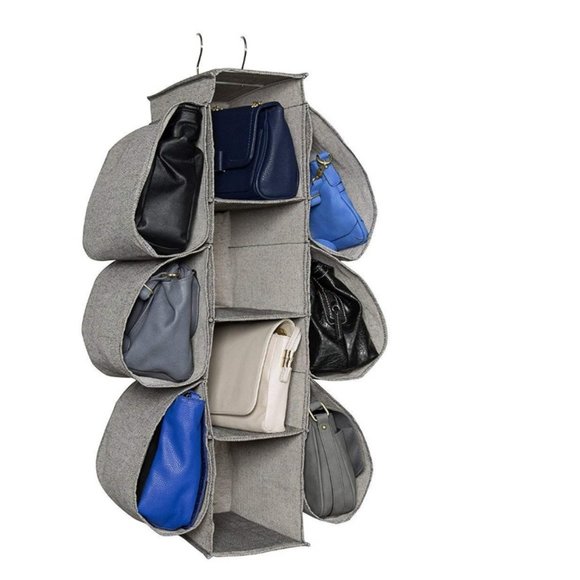 Loft By Richards Hanging Purse-Closet organizer-Holds 10 Handbags-Tweed-Gray-New - Picture 1 of 1